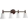 Quorum International Rossington 4LT Oiled Bronze w Satin Opal Vanity Light