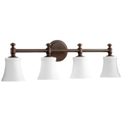 Quorum International Rossington 4LT Oiled Bronze w Satin Opal Vanity Light