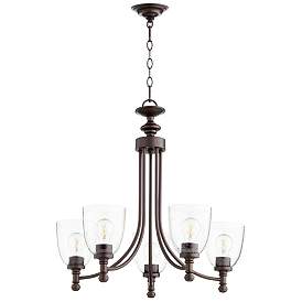 Image1 of Quorum International Rossington 5LT Oiled Bronze w Seeded Glass Chandelier