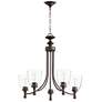 Quorum International Rossington 5LT Oiled Bronze w Seeded Glass Chandelier