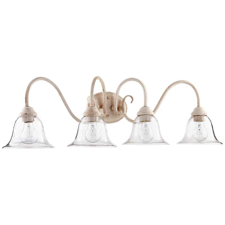 Image 1 Quorum International Spencer 4LT Persian White w Seeded Glass Vanity Light