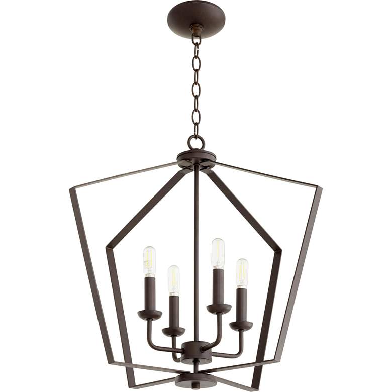 Image 1 Quorum International Transitional 4 Light Oiled Bronze Pendant