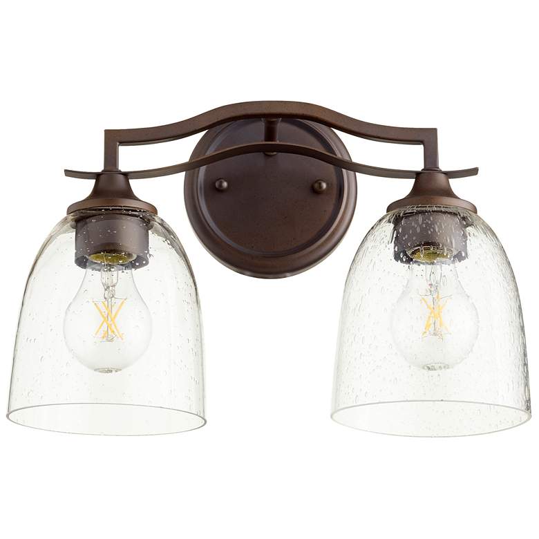 Image 1 Quorum Jardin 9 3/4" High Oiled Bronze 2-Light Wall Sconce