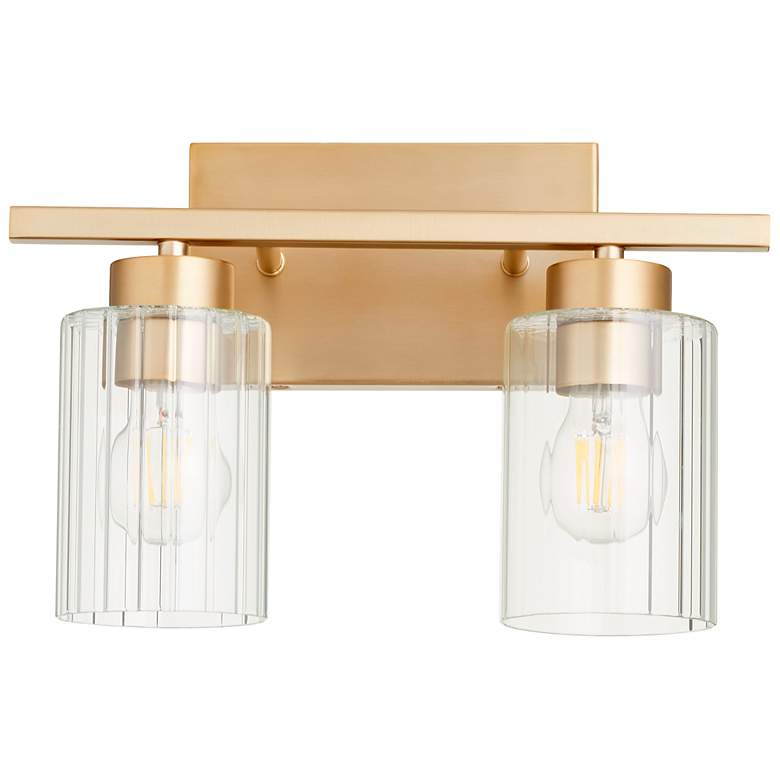 Image 1 Quorum Ladin 9 1/2" High Aged Brass 2-Light Wall Sconce