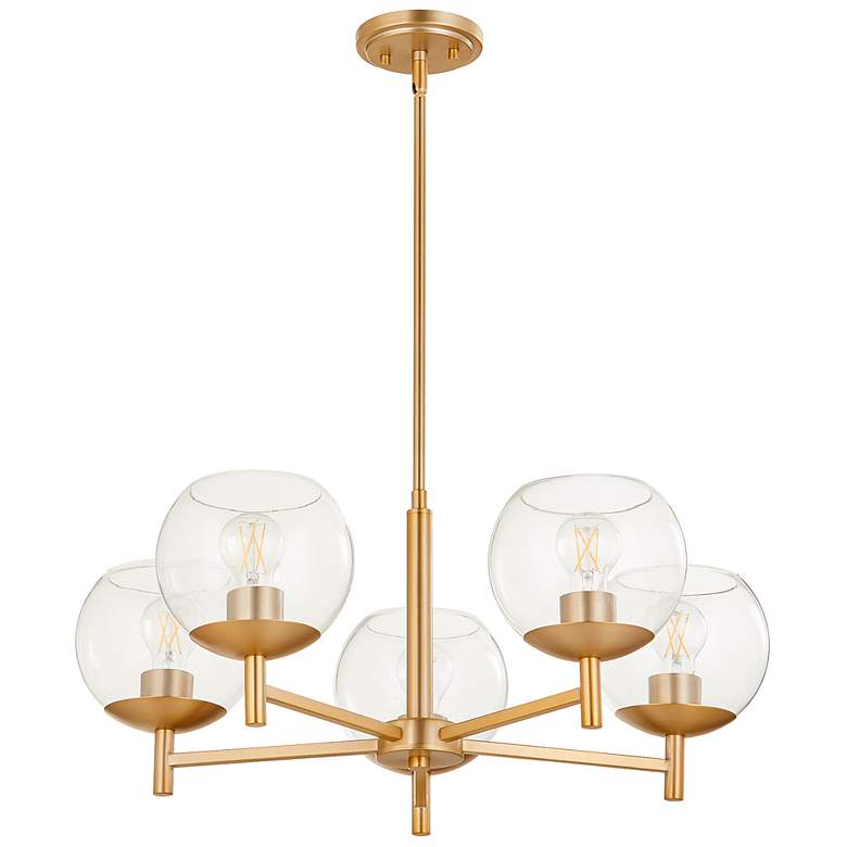 Image 1 Quorum Lyon 27" Wide Aged Brass 5-Light Chandelier