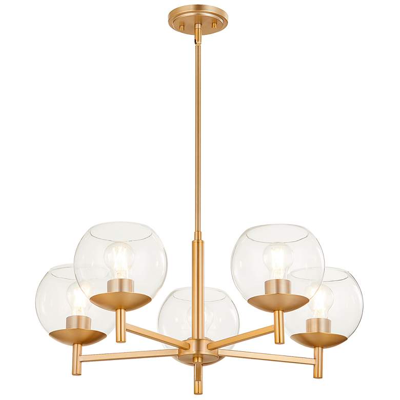 Image 2 Quorum Lyon 27" Wide Aged Brass 5-Light Chandelier more views