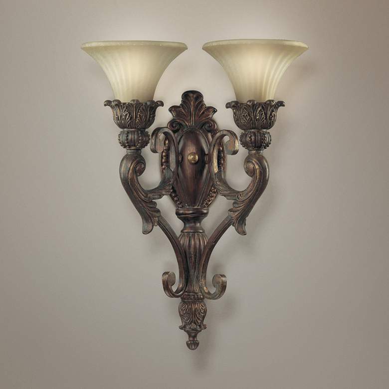 Image 1 Quorum Madeleine 21 1/2 inch High Gold 2-Light Wall Sconce