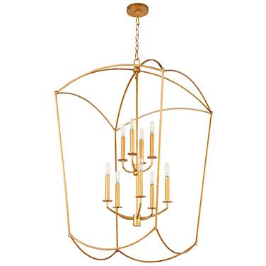 Quorum Mantle 24 1/4" Wide Gold 9-Light Chandelier