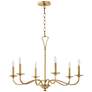 Quorum Maryse 29" Wide Aged Brass 6-Light Chandelier