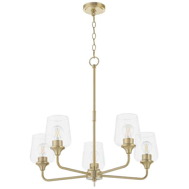 Image 1 Quorum Raymond 27" Wide 5-Light Aged Brass Chandelier