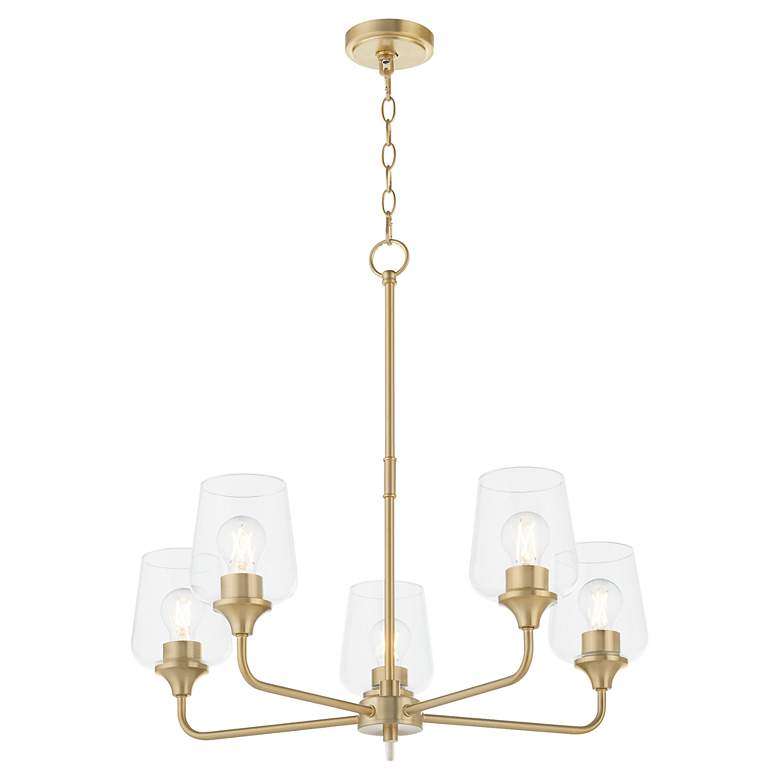 Image 2 Quorum Raymond 27" Wide 5-Light Aged Brass Chandelier more views