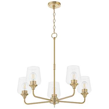 Quorum Raymond 27" Wide 5-Light Aged Brass Chandelier