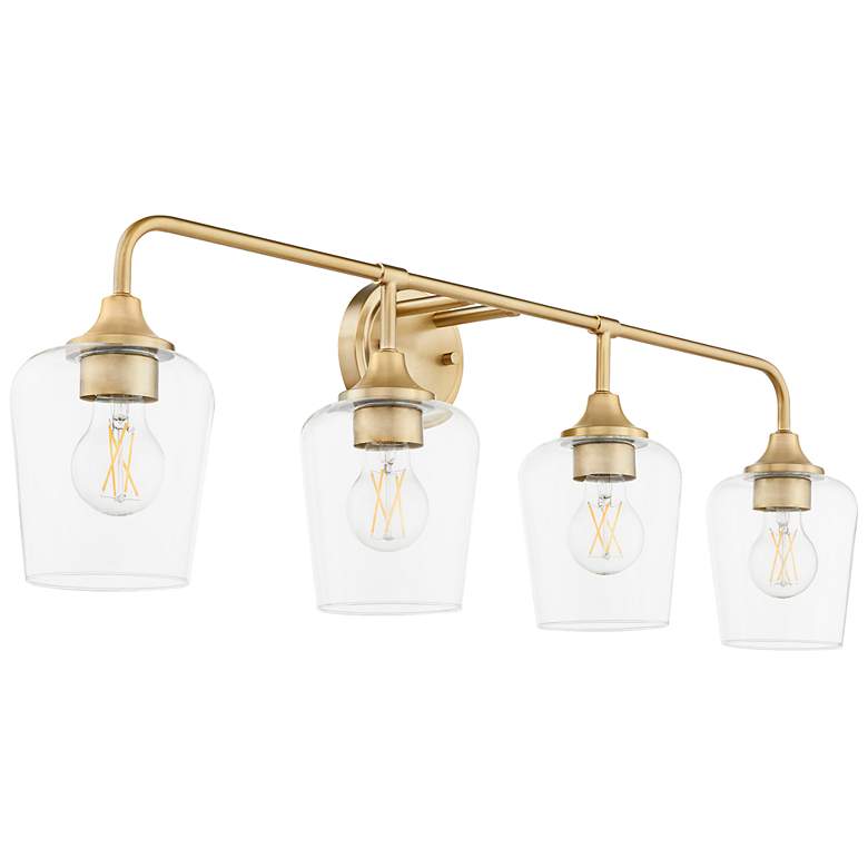 Image 1 Quorum Raymond 32" Wide Aged Brass 4-Light Vanity Bath Light
