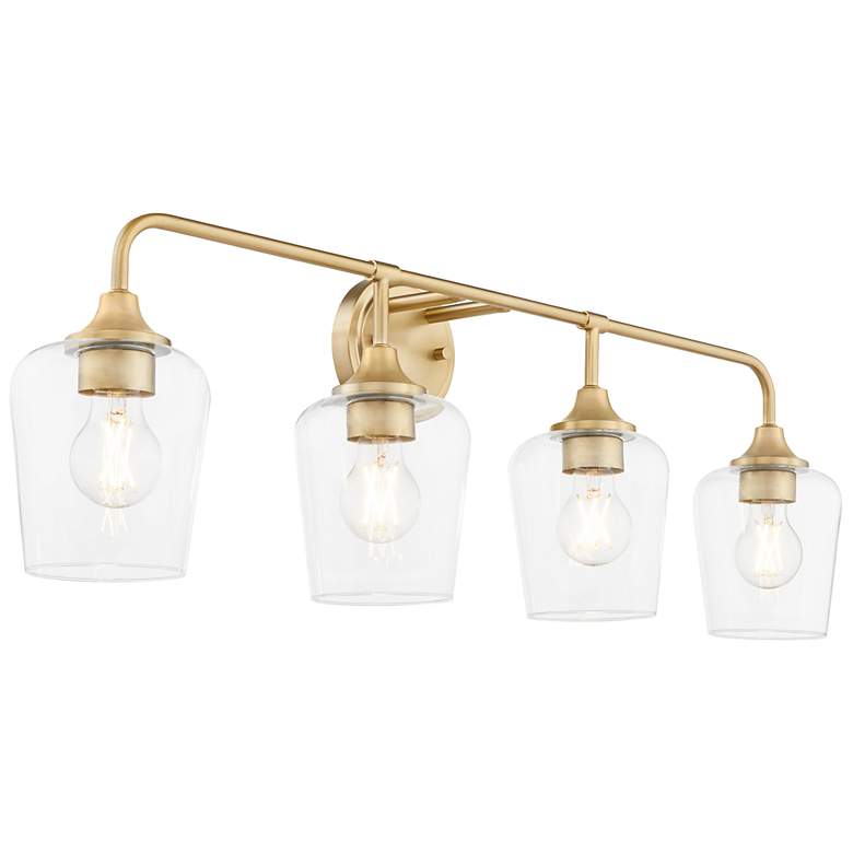 Image 2 Quorum Raymond 32" Wide Aged Brass 4-Light Vanity Bath Light more views