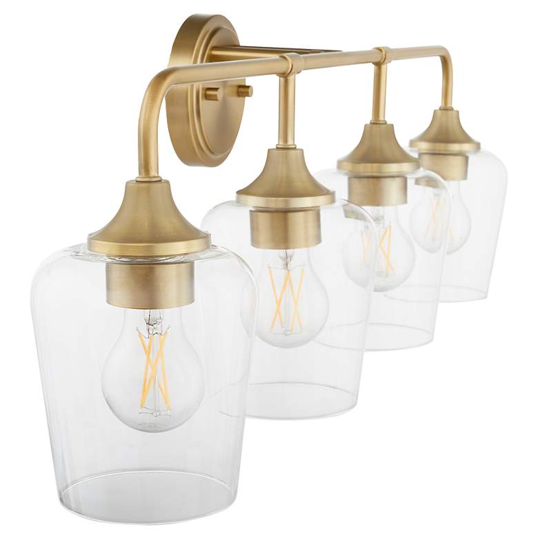 Image 3 Quorum Raymond 32" Wide Aged Brass 4-Light Vanity Bath Light more views