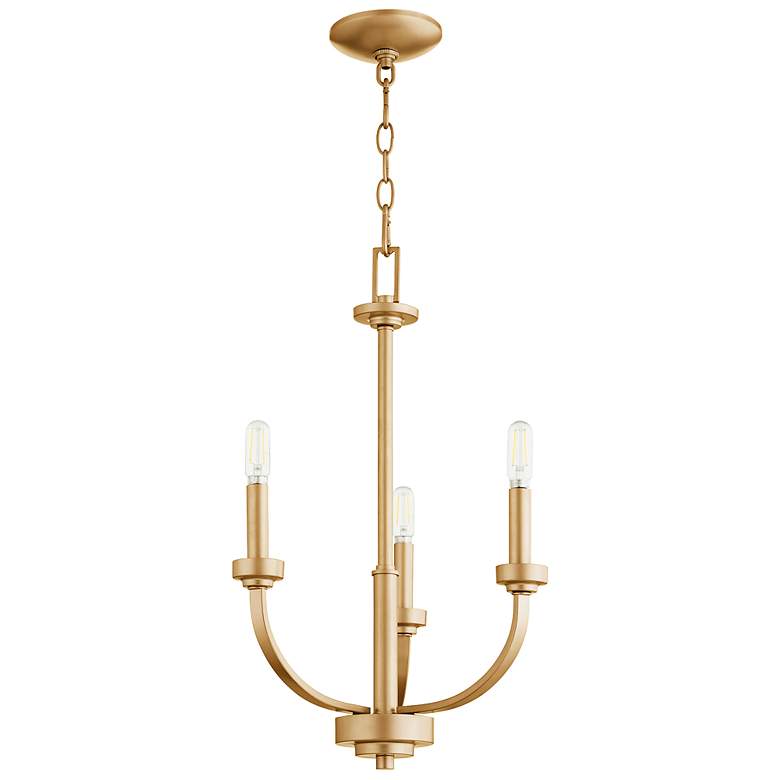 Image 1 Quorum Reyes 18 1/2" Wide Aged Brass 3-Light Chandelier