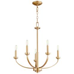 Quorum Reyes 26" Wide Aged Brass 5-Light Chandelier