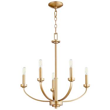Quorum Reyes 26" Wide Aged Brass 5-Light Chandelier
