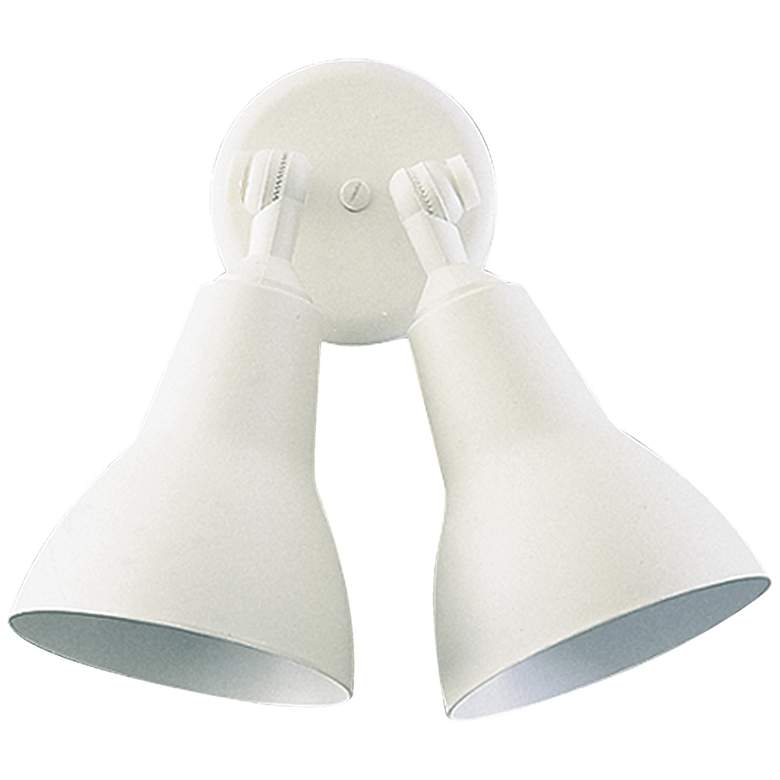 Image 1 Quorum River White Two-Head Outdoor Flood Light