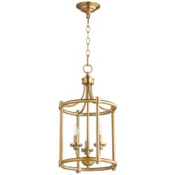 Quorum Rossington 12" Wide Aged Brass 3-Light Mini Pendant