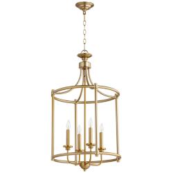 Quorum Rossington 12" Wide Aged Brass 3-Light Mini Pendant