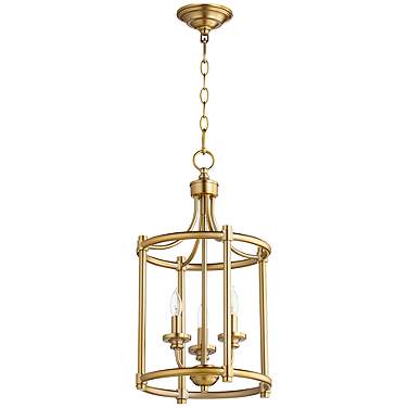 Quorum Rossington 12" Wide Aged Brass 3-Light Mini Pendant