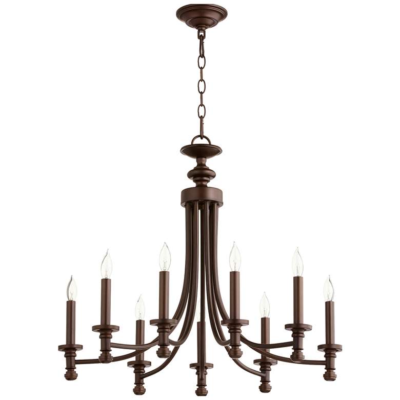 Image 1 Quorum Rossington 27" Wide Oiled Bronze 9-Light Chandelier