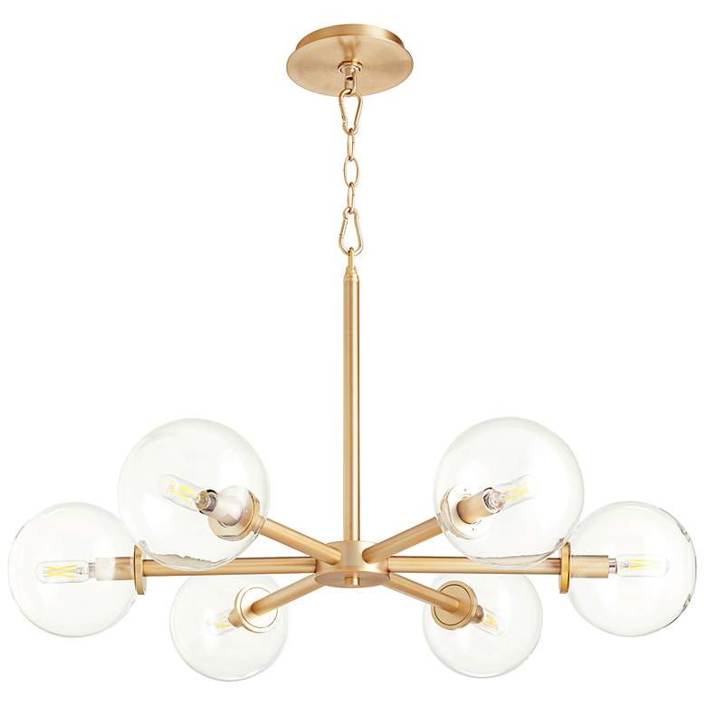 Image 1 Quorum Rovi 30" Wide Aged Brass 6-Light Chandelier