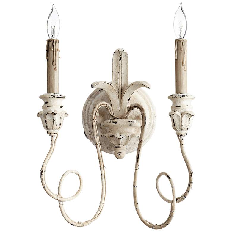 Image 2 Quorum Salento 12 inch Wide Persian White Candelabra Scroll Wall Sconce