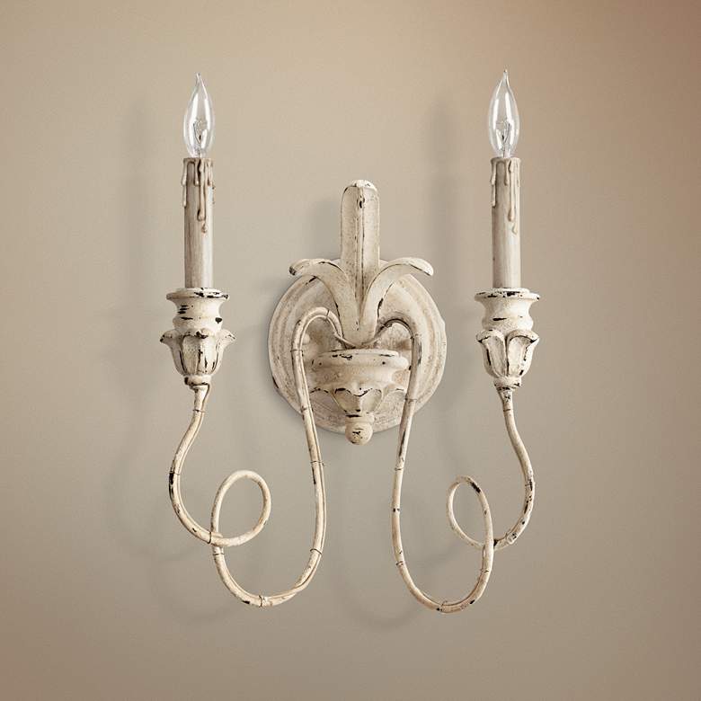 Image 1 Quorum Salento 12" Wide Persian White Candelabra Scroll Wall Sconce
