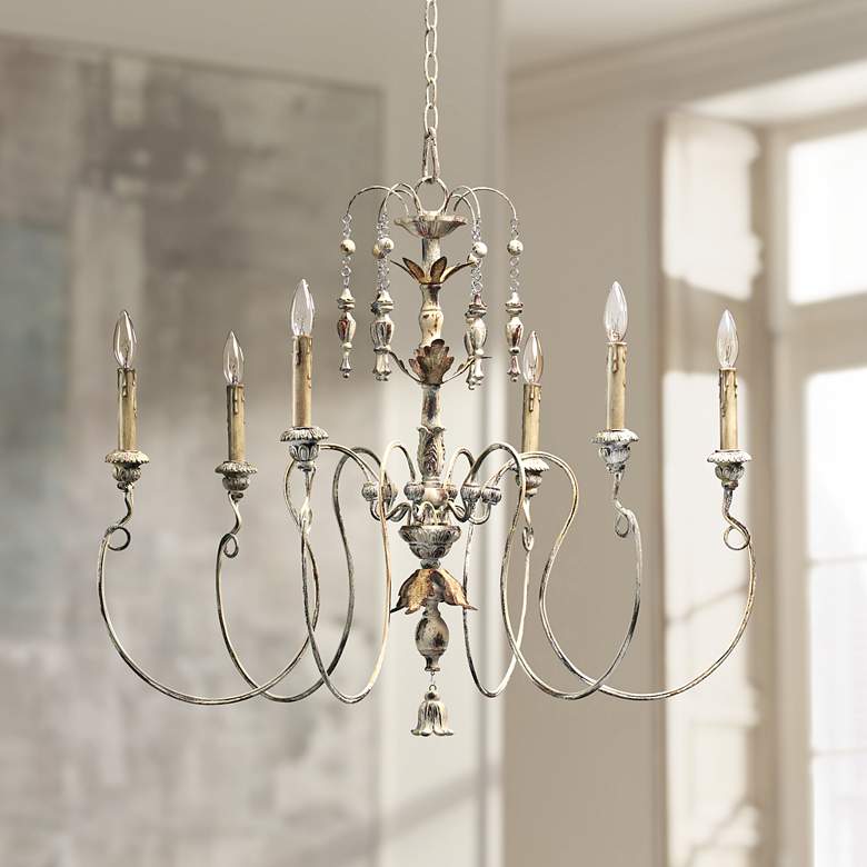 Image 2 Quorum Salento 6-Light 32 inch Wide Persian White Traditional Chandelier