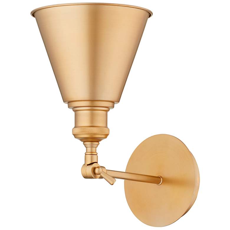 Image 4 Quorum Small Cone 11 3/4" High Aged Brass Wall Sconce more views