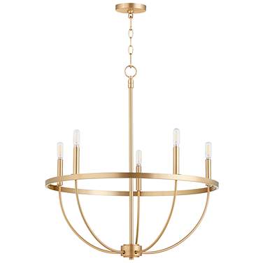 Quorum Tribute 28" Wide Aged Brass 5-Light Chandelier