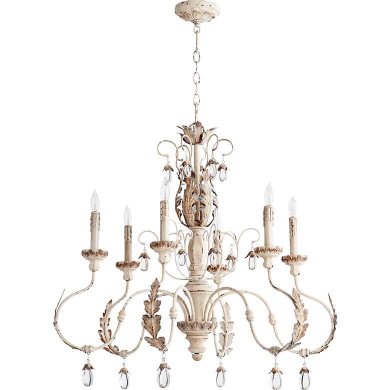 Image 2 Quorum Venice 32" Wide Scroll Arm Persian White 6-Light Chandelier
