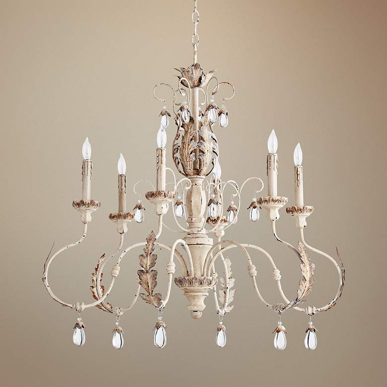 Image 1 Quorum Venice 32" Wide Scroll Arm Persian White 6-Light Chandelier