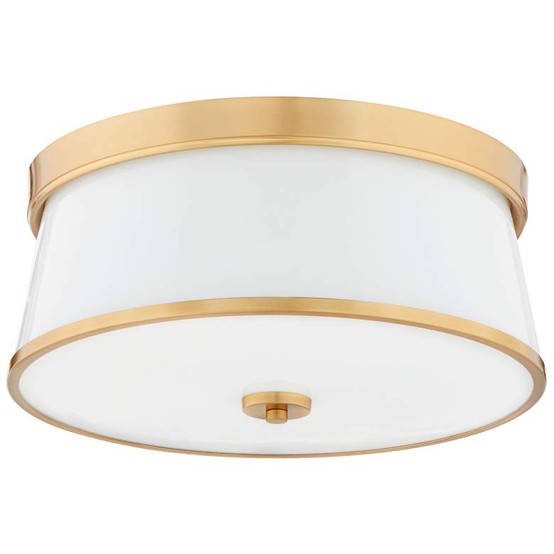 Image 1 Quorum Weir 16" Wide Aged Brass Drum Ceiling Light