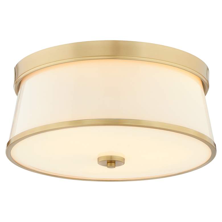 Image 2 Quorum Weir 16" Wide Aged Brass Drum Ceiling Light more views
