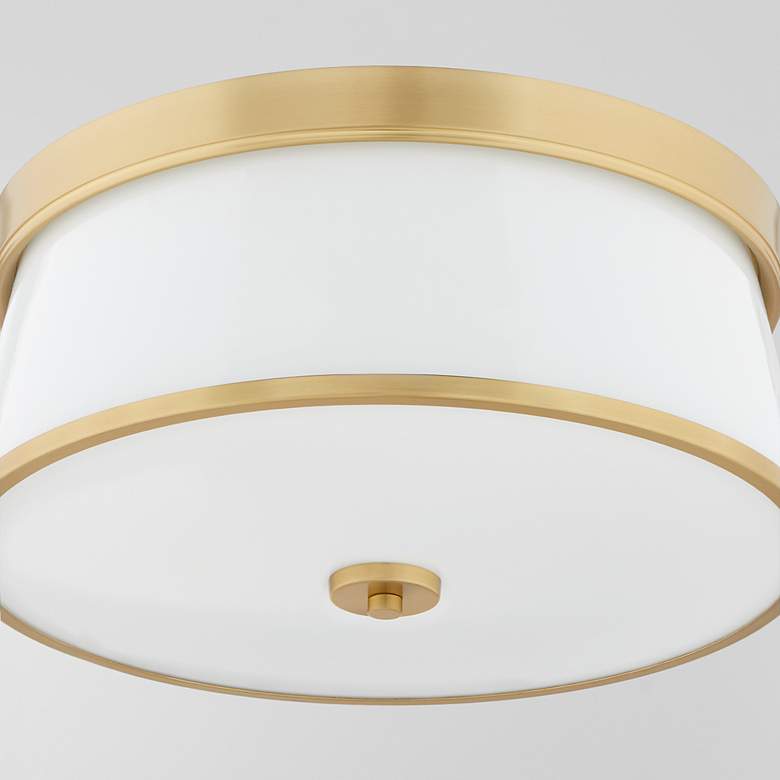 Image 3 Quorum Weir 16" Wide Aged Brass Drum Ceiling Light more views