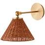 1_Quorum Wicker 10" High Aged Brass Adjustable Wall Sconce