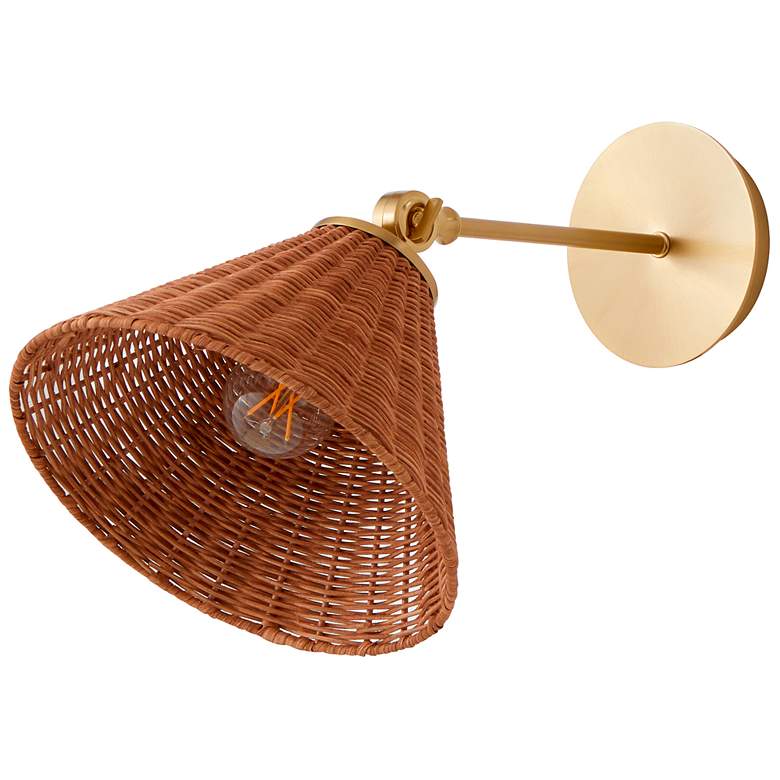 Image 3 Quorum Wicker 10" High Aged Brass Adjustable Wall Sconce more views