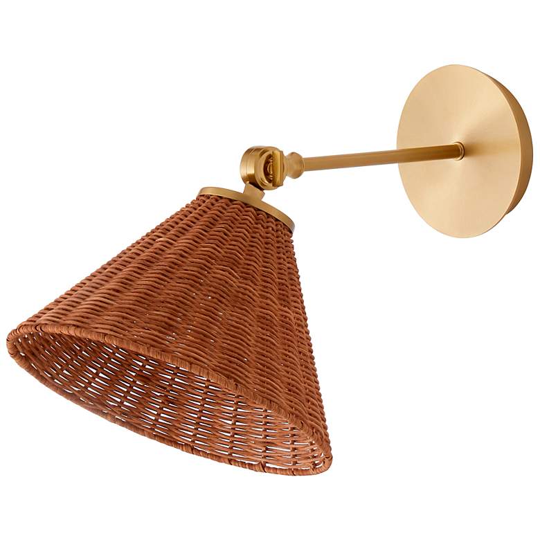 Image 4 Quorum Wicker 10" High Aged Brass Adjustable Wall Sconce more views