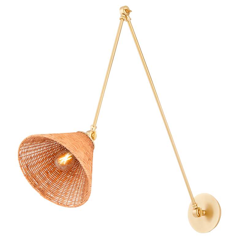 Image 2 Quorum Wicker Aged Brass Adjustable Wall Lamp more views