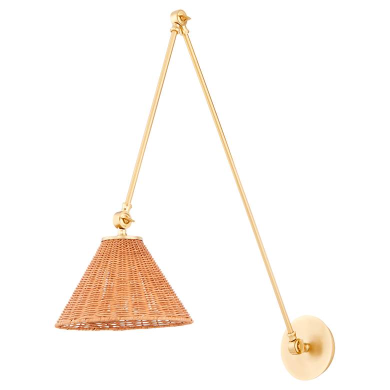 Image 3 Quorum Wicker Aged Brass Adjustable Wall Lamp more views