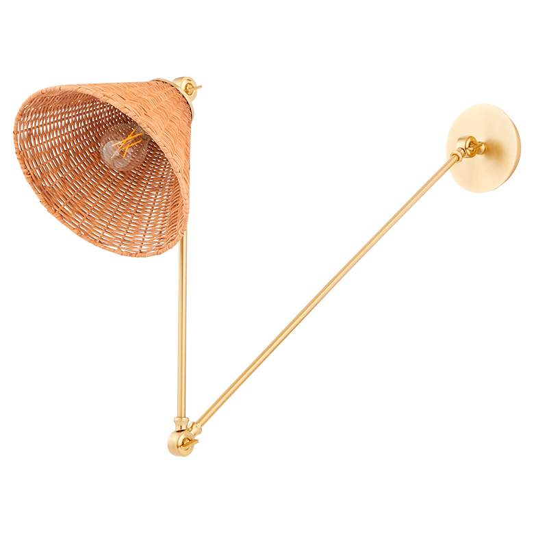 Image 4 Quorum Wicker Aged Brass Adjustable Wall Lamp more views