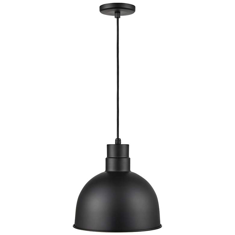 Image 4 R-Series 12" Wide Satin Black LED Mini Pendant more views