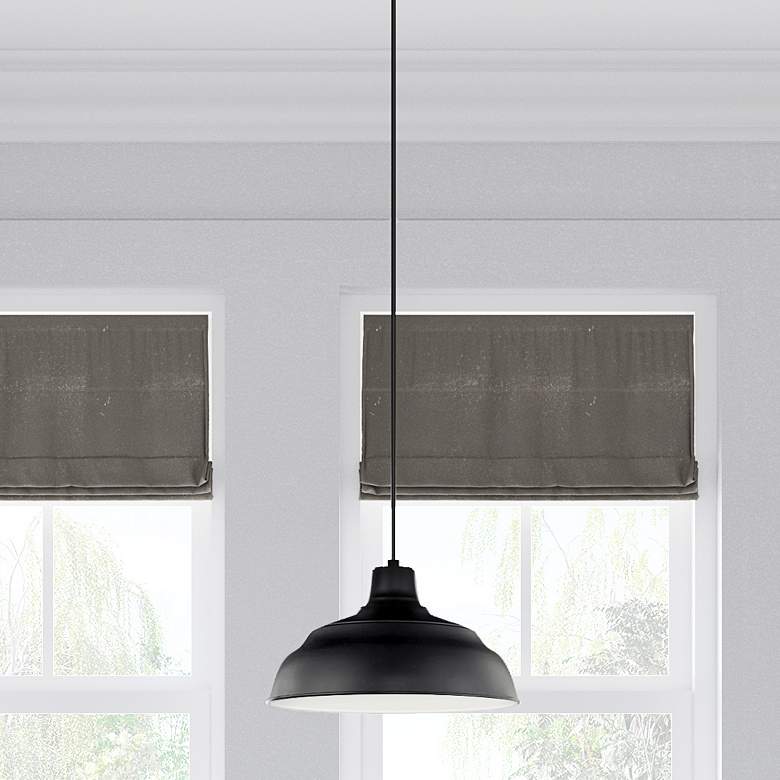 Image 2 R-Series 14" Wide Black Metal Dome Pendant Light