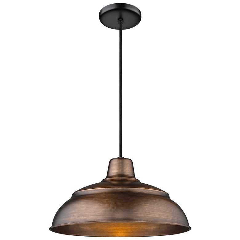 Image 3 R-Series 14" Wide Natural Copper Dome Pendant Light