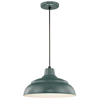 R-Series 14" Wide Satin Green Dome Pendant Light