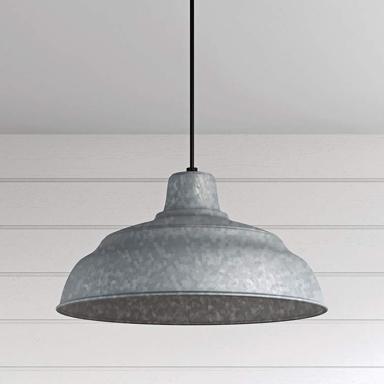 Image 2 R-Series 17" Wide Galvanized Dome Pendant Light