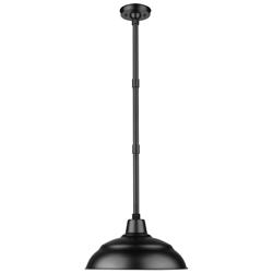 R Series 17" Wide Satin Black Dome Pendant Light
